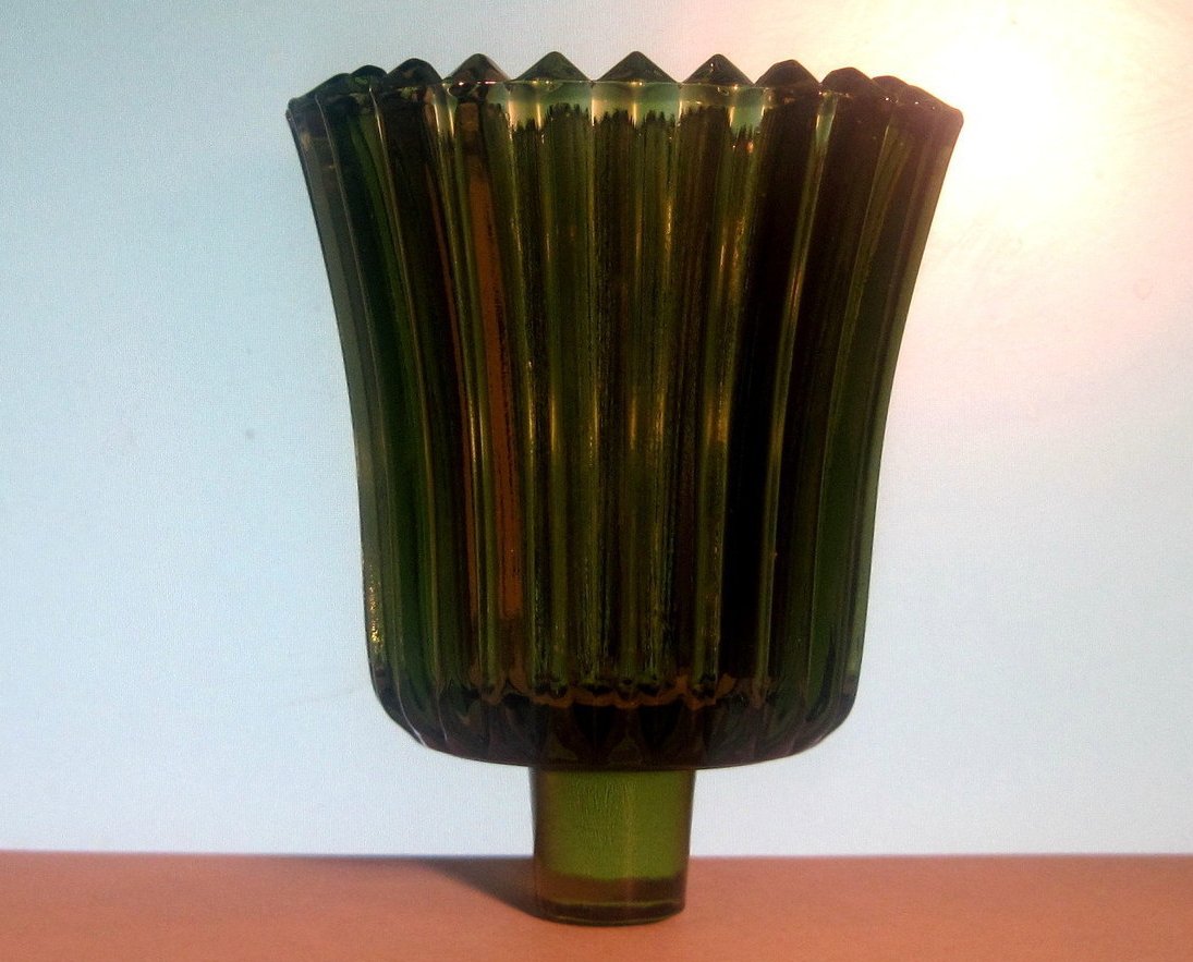 Home Interiors Peg Votive Candle Holder Ridged Olive Green