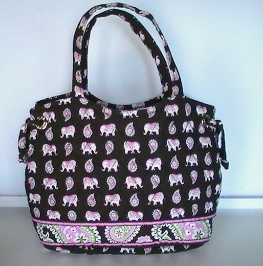PrestoMart Vera Bradley Hand Bag Purse Pink Elephants Black