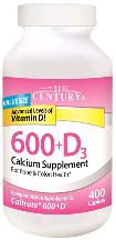 Pack of 12-Calcium 600Mg+ D3 Caplet 600 mg 400 By 21st Century USA 