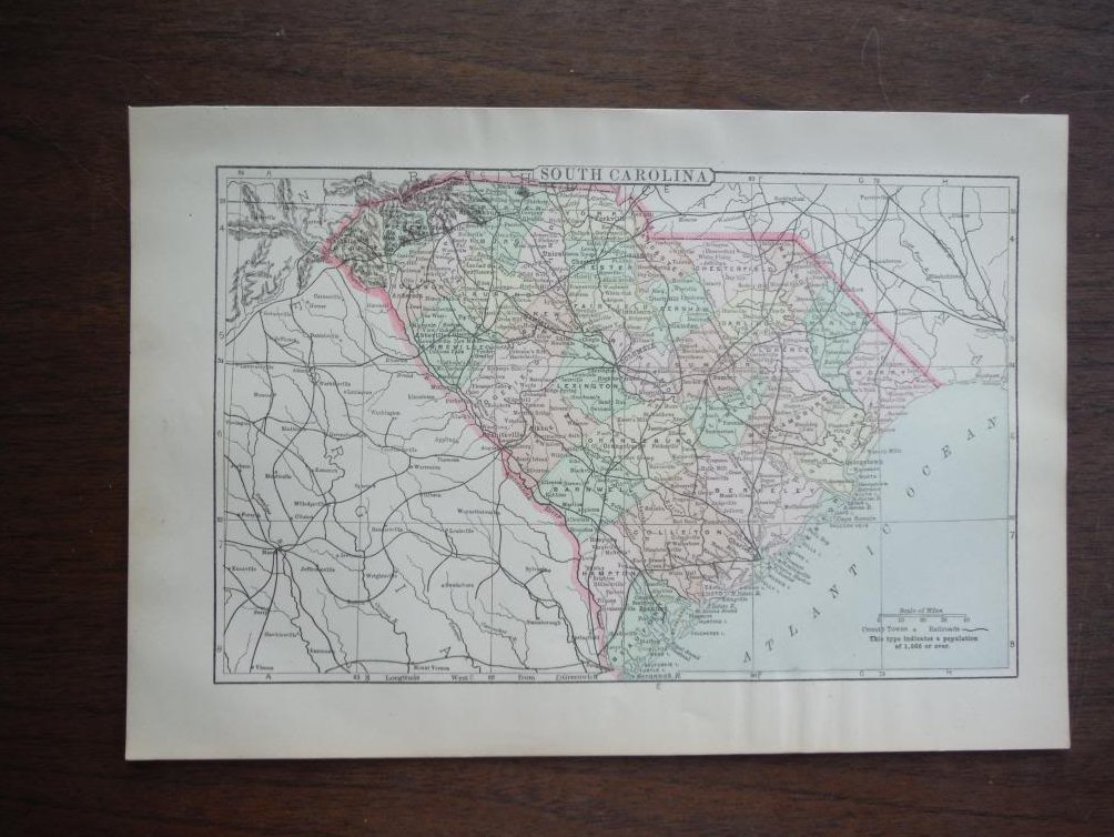 Image 1 of Johnson's  Map of South Carolina -  Original (1895)