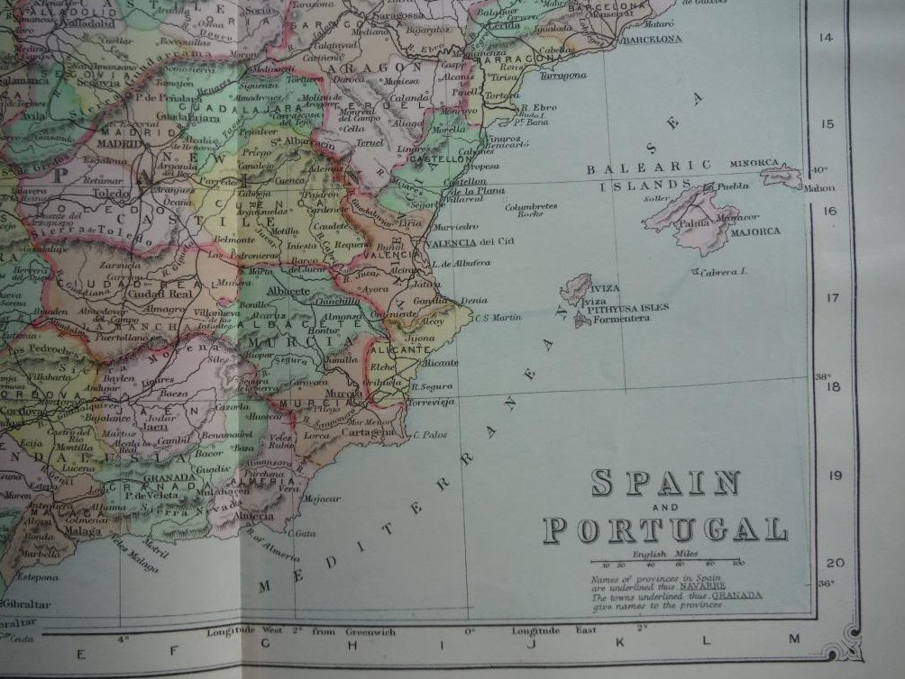 Image 1 of Johnson's  Map of Spain and Portugal -  Original (1895)