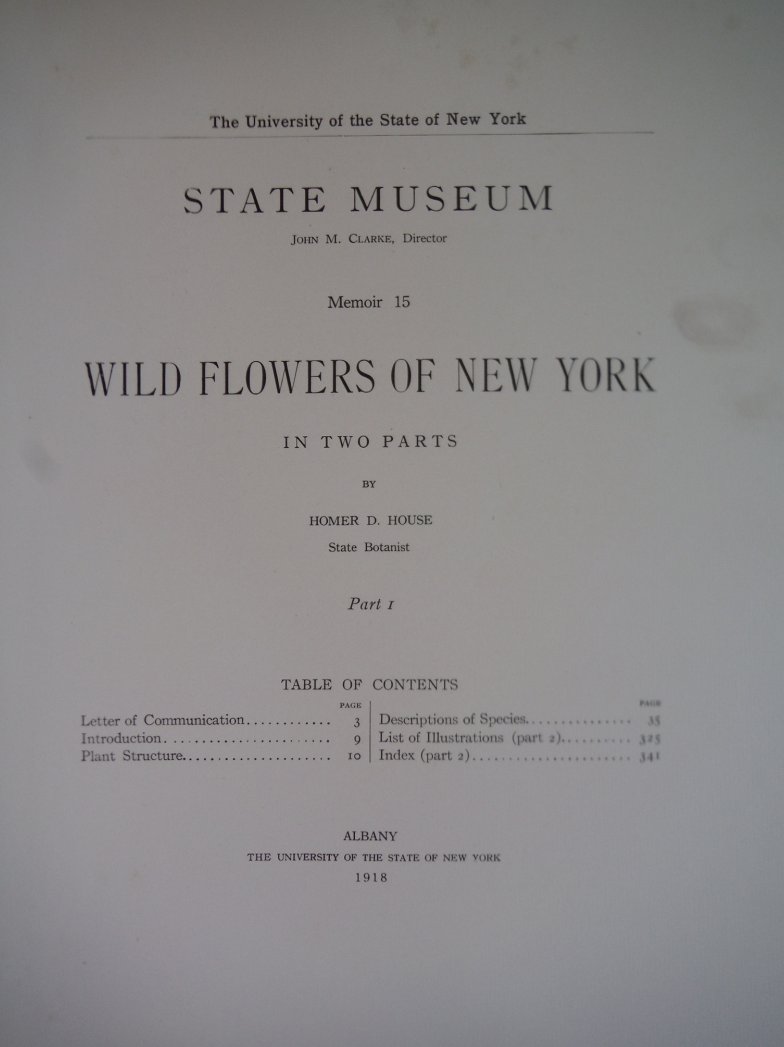 Image 1 of Wild Flowers of New York. In two parts. New York State Museum Memoir 15  Part 1