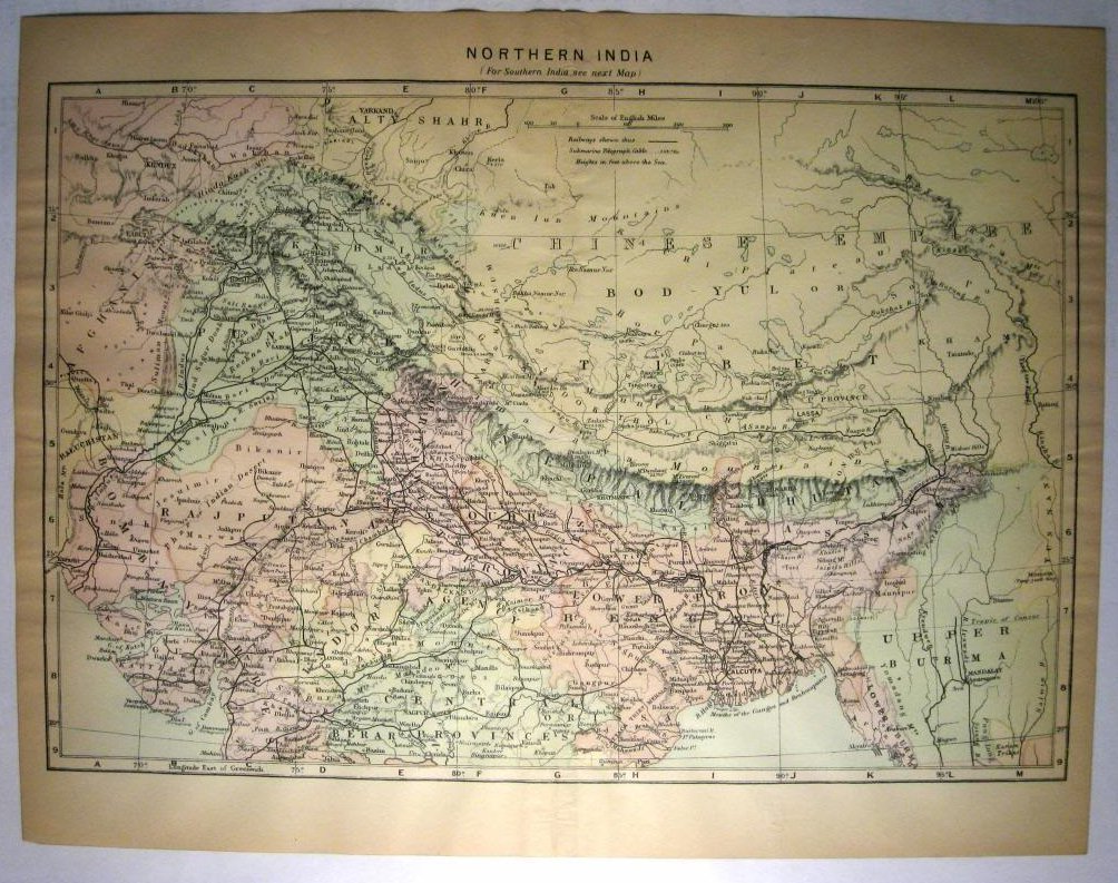 Johnson's  Map of Northern India -  Original (1897)