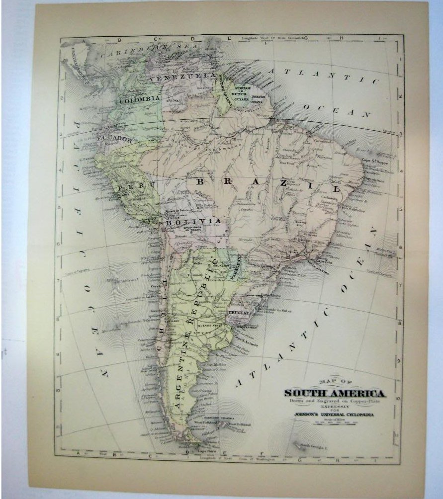 Johnson's  Map of South America -  Original (1897)