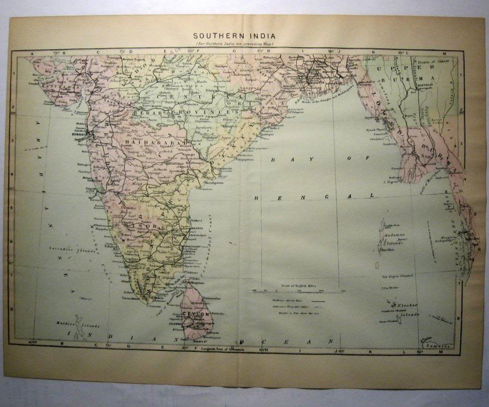 Johnson's  Map of Southern India -  Original (1897)