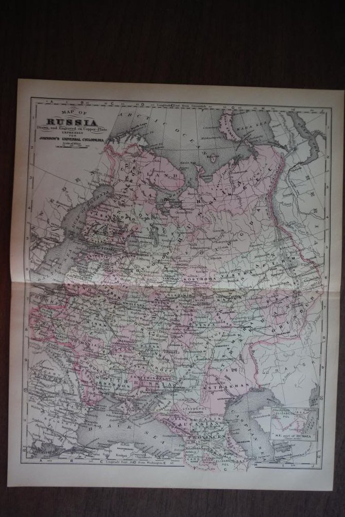 Johnson's  Map of Russia -  Original (1895)