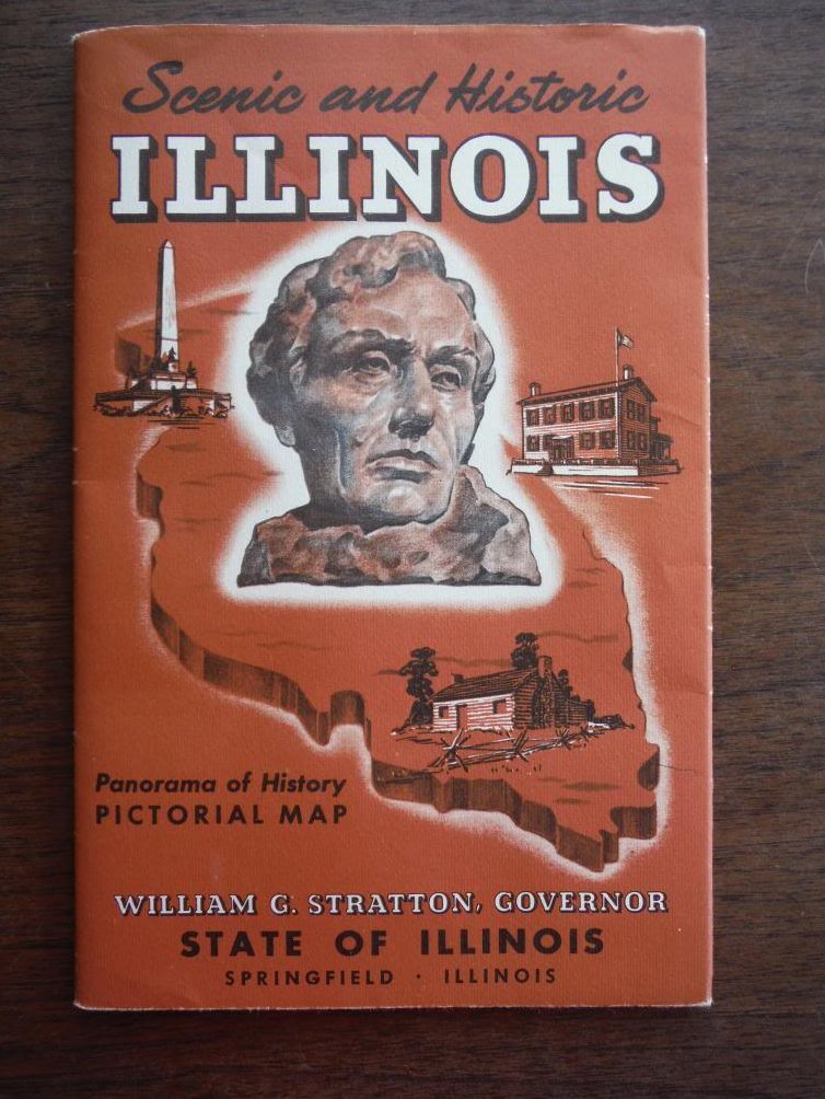 Scenic and Historic Illinois. Panorama of History Pictorial Map.