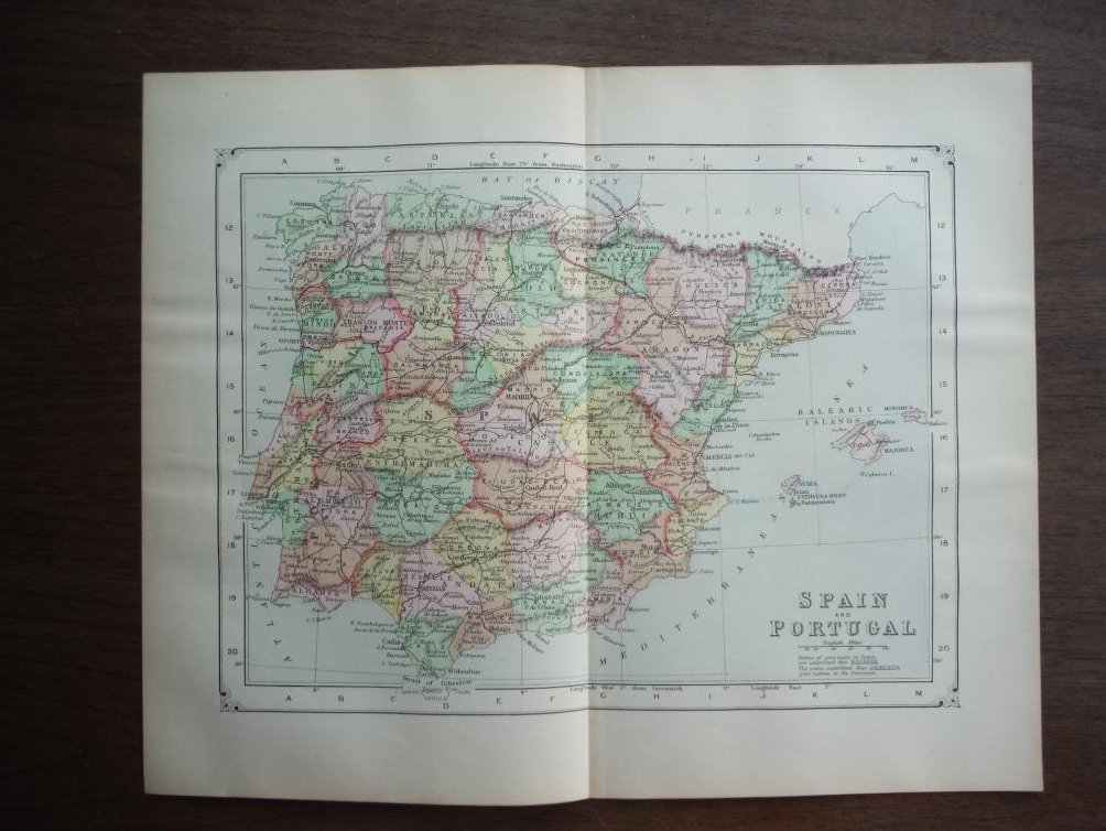 Image 0 of Johnson's  Map of Spain and Portugal -  Original (1895)