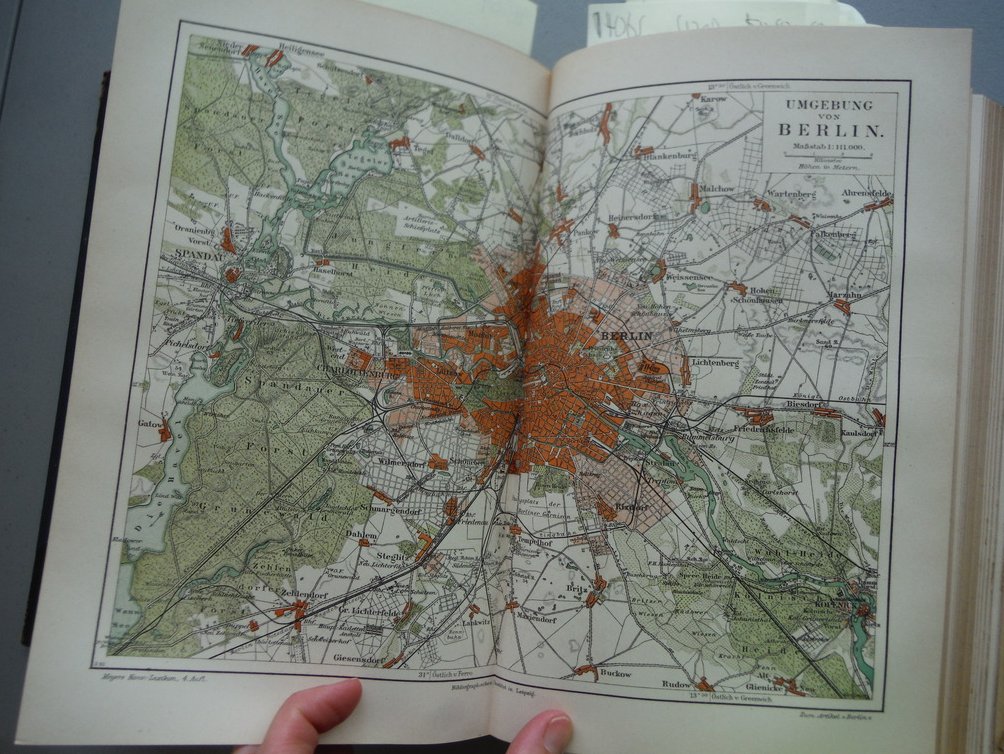 Original colored Engraving map entitled Umgebung von Berlin  (District of Berl