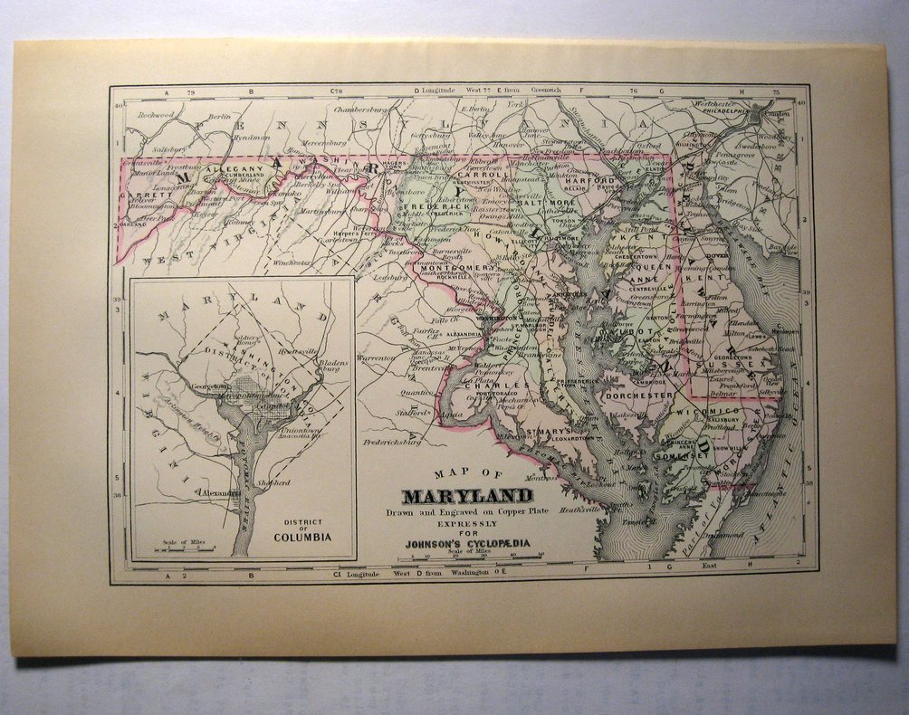 Image 0 of Johnson's  Map of Maryland -  Original (1897)