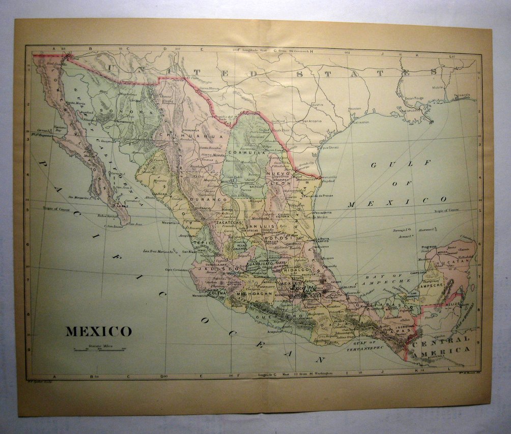 Image 0 of Johnson's  Map of Mexico-  Original (1897)