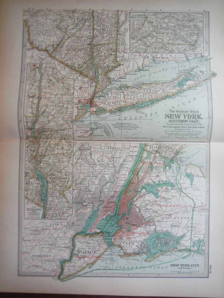 Image 0 of The Century Atlas, Map of New York, Southern Part (1897)