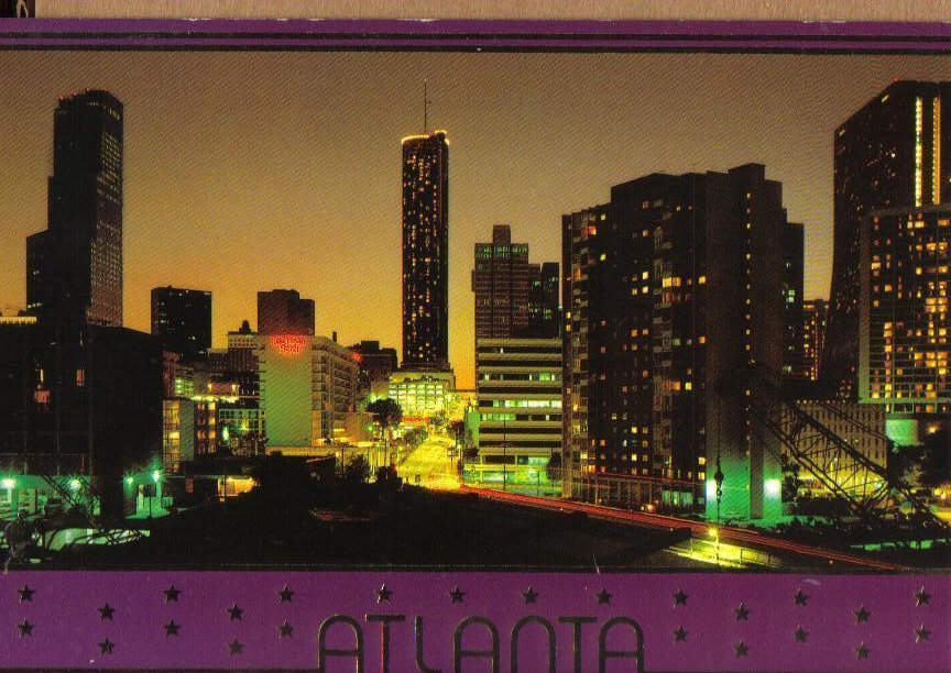 Downtown at Night Atlanta, Georgia Postcard