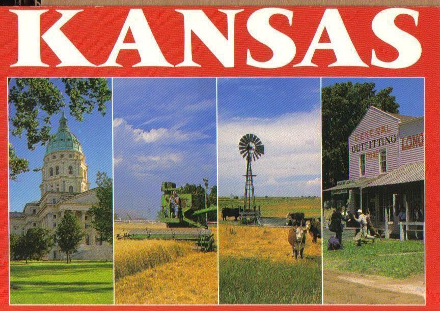 Greetings From Kansas Where you can see forever Vintage Postcard 