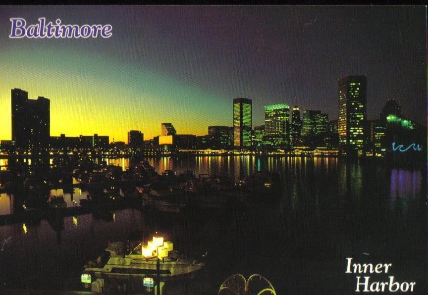 Inner Harbor, Baltimore  Maryland  Postcard