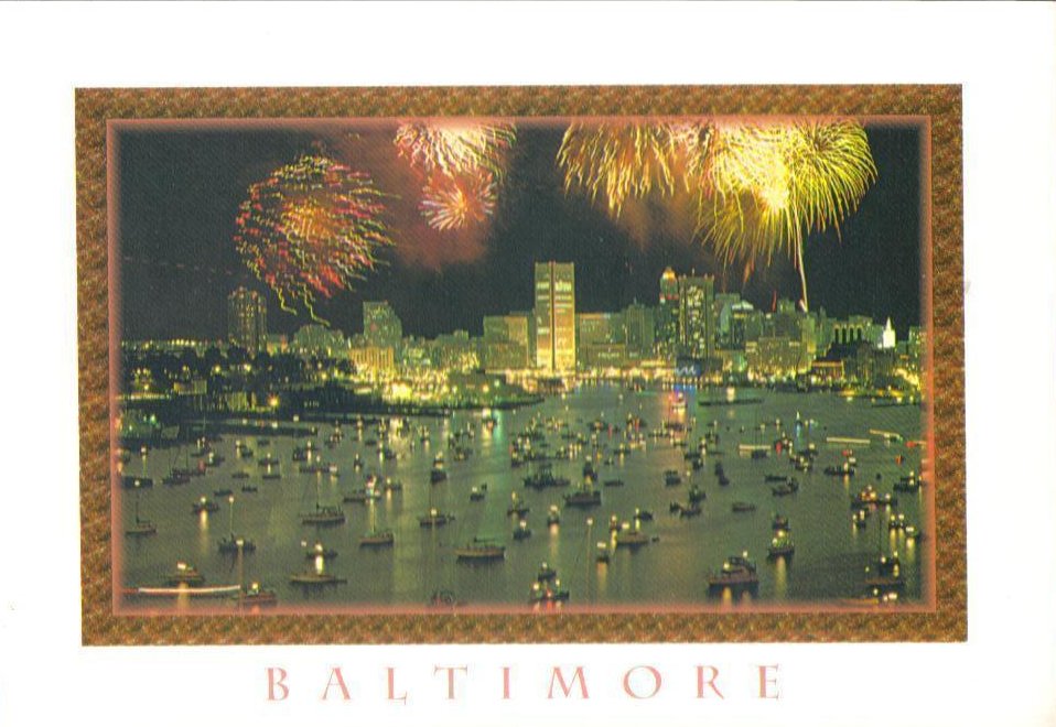 Fourth of July Inner Harbor, Baltimore Maryland Postcard