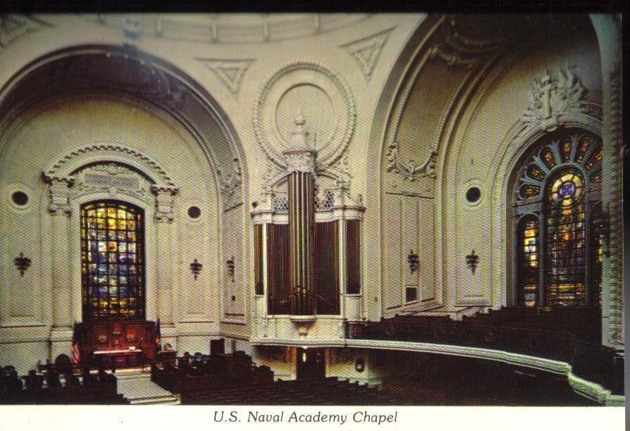 Annapolis U.S. Naval Academy Interior Chapel Maryland Postcard