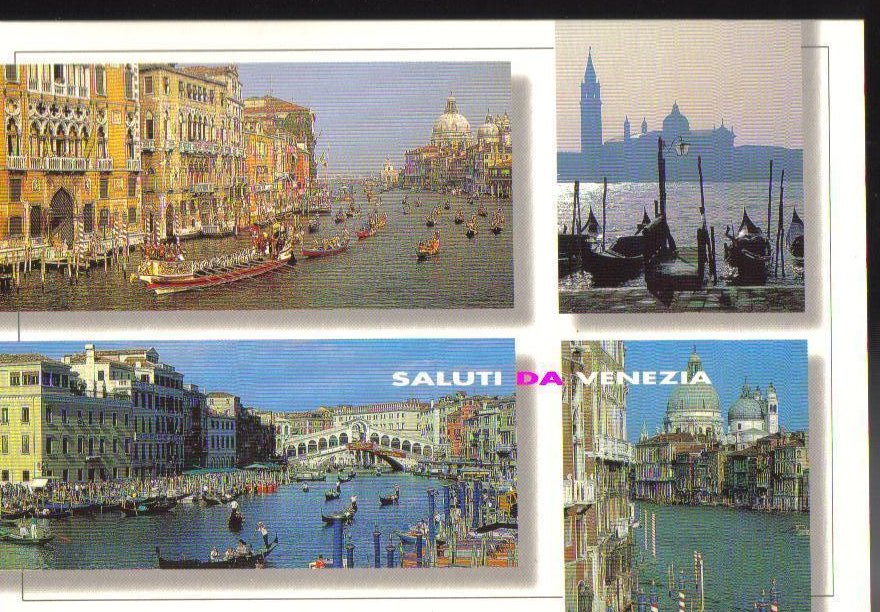 Saluti Da Venizia Welcome to Venice Italy Postcard Quad Card