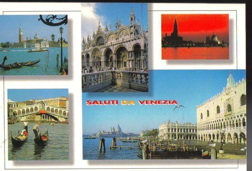 Welcome to Venice, Saluti Da Venizia, Italy Postcard 5 images