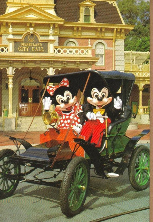 Disneyland Touring Town Square Postcard Mickey and Minnie Mouse