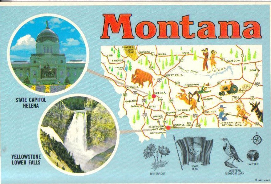 Big Sky Country, Montana Postcard Landmarks and Fast Facts