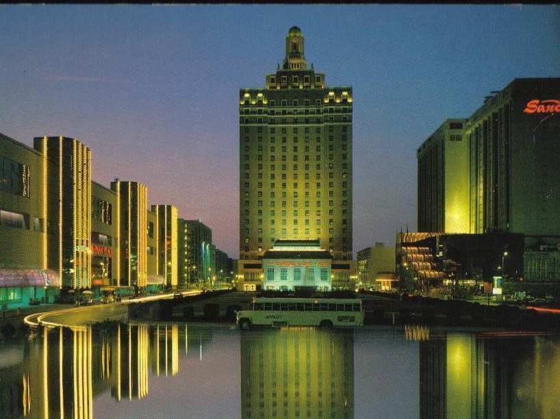 Atlantic City at Night New Jersey Vintage Postcard