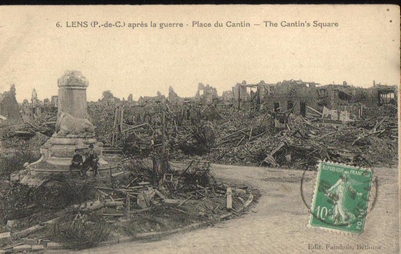 After the War Cantin's Square France Antique Postcard 1918