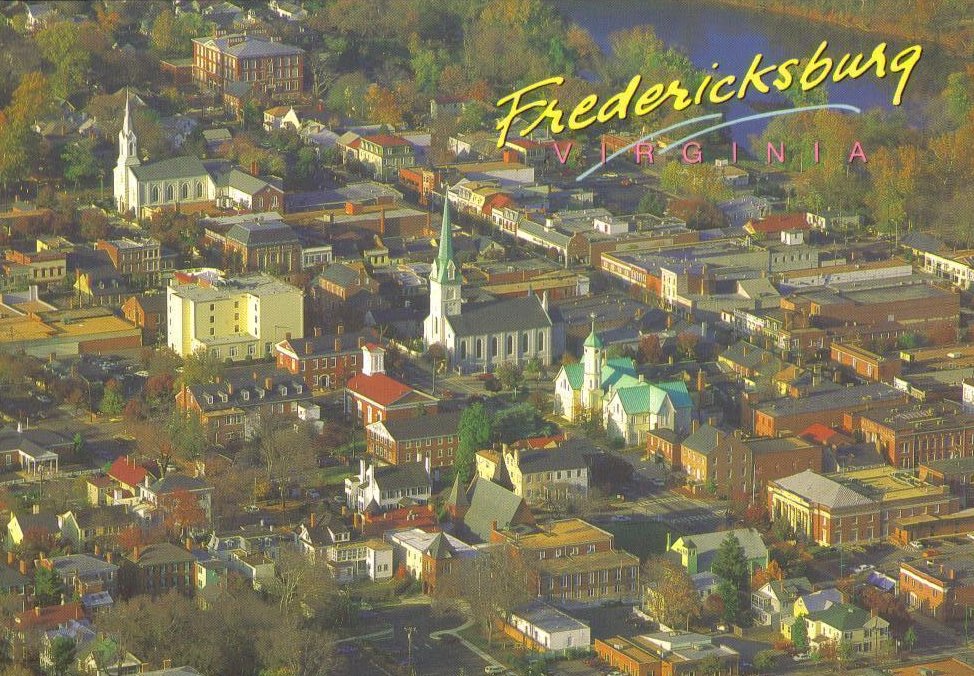 Aerial View of Historic Fredericksburg Virginia Postcard