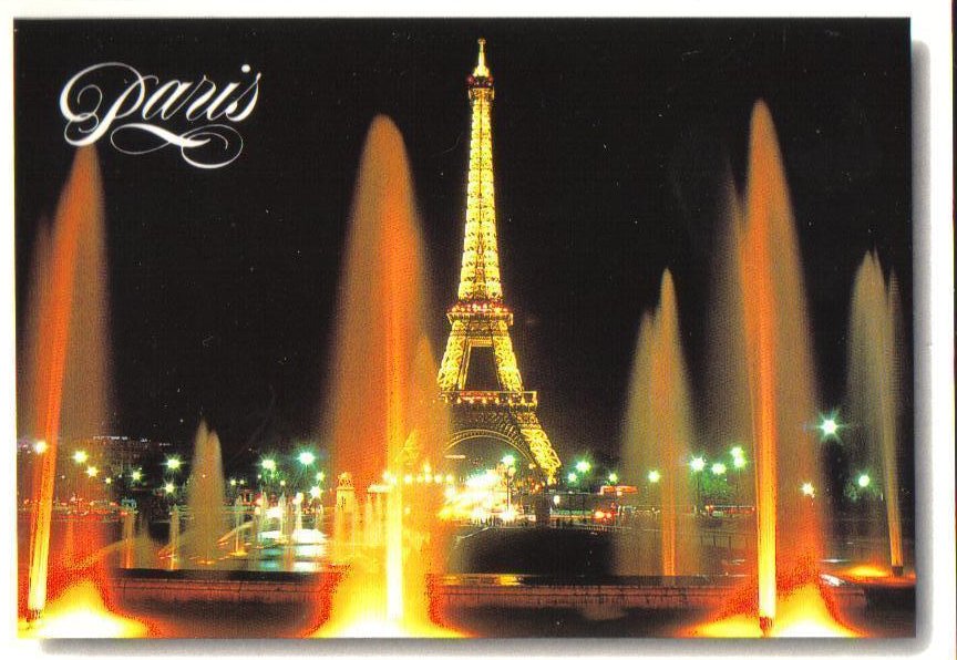 Eiffel Tower at Night, Paris, France Postcard