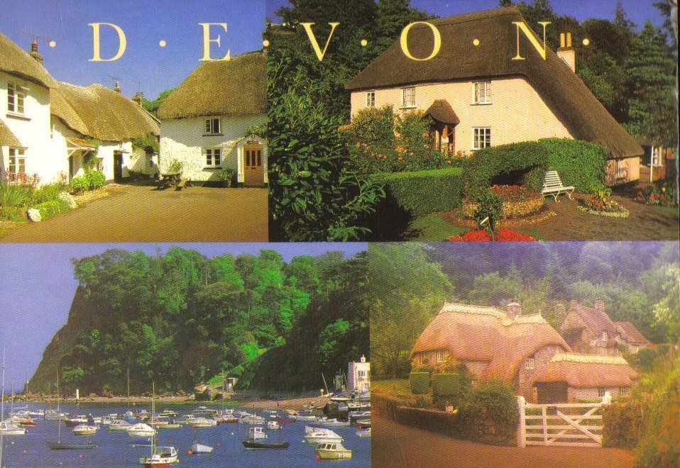 Devon, United Kingdom Postcard Scenes of Devon Quad Card