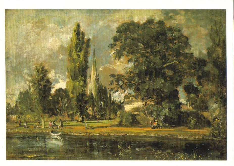 Salisbury Cathedral From the River Avon Art Print Postcard