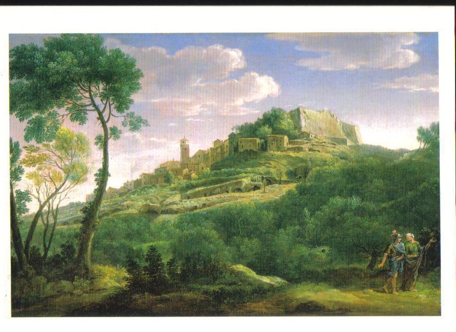 A Landscape with an Italian Hill Town Art Print Postcard