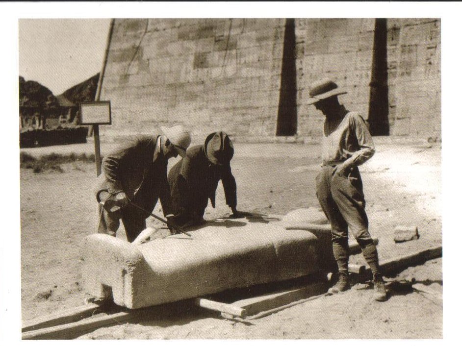 Drs. examine the sarcophagus lid of Priest Harsiese Postcard