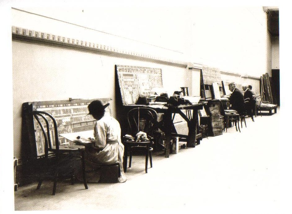 Copying coffin texts in the Eqyptian Museum Postcard