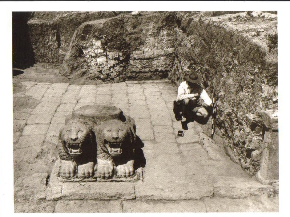 Excavation near the double lion column base Turkey Postcard