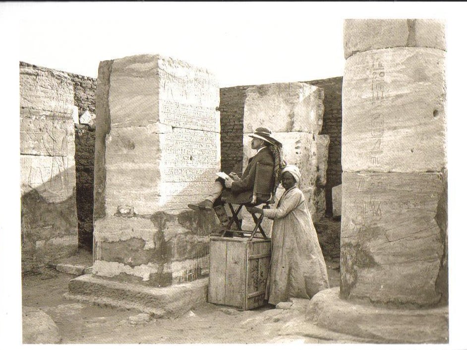 Copying inscriptions at Wadi Halfa, Egypt Postcard