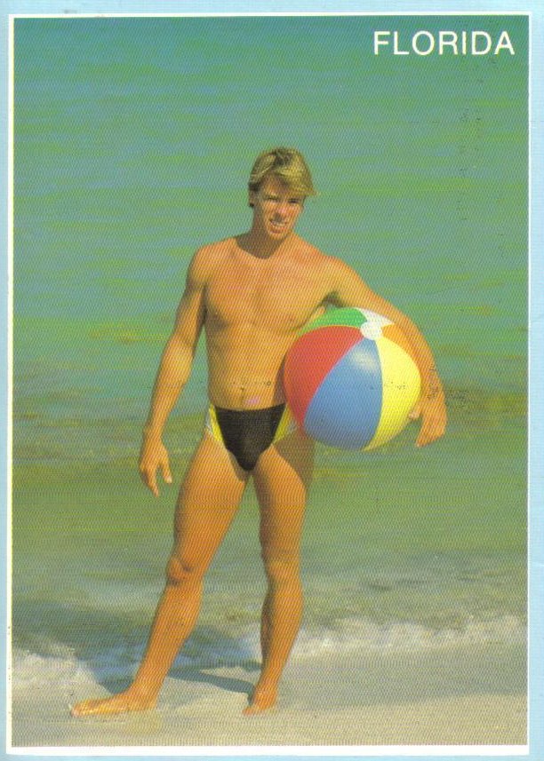 Great Physiques, Hot Guy in Florida Vintage Postcard
