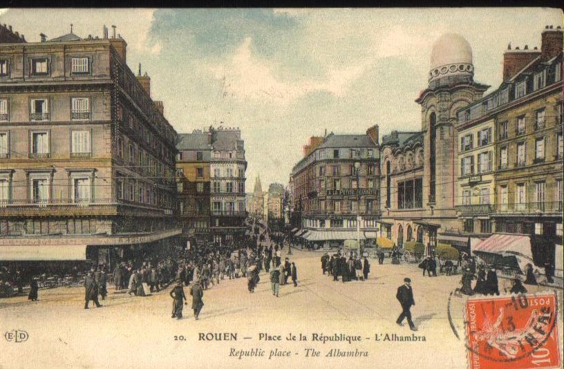 Alhambra Place de la Republique Rouen Antique Postcard 1913