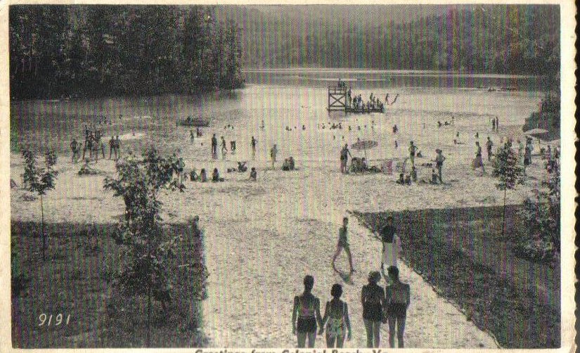 Swimming at Douthat State Park, Virginia Vintage Postcard 1949