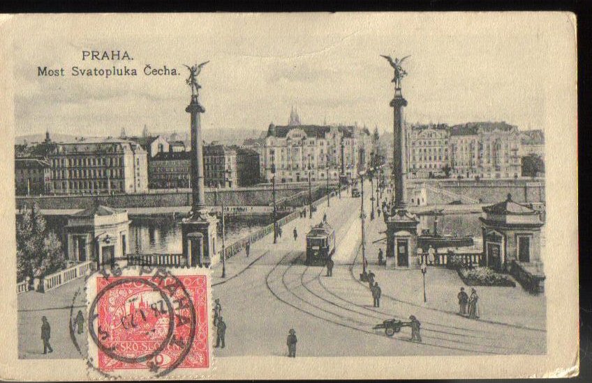 Svatopluka Bridge, Prague,Czechlovakia Antique PC 1920