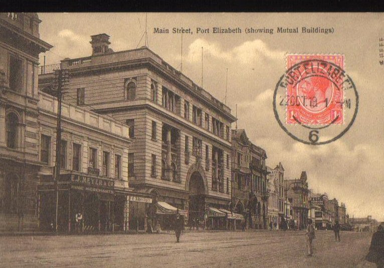 Main Street Port Elizabeth South Africa Postcard 1919