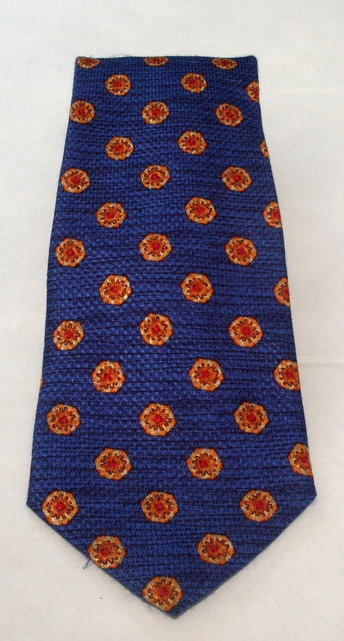 Robert Talbott Studio Mens Silk Necktie Tie Cobalt Blue Gold