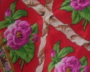 '.Peony Silk Scarf Red Pink.'