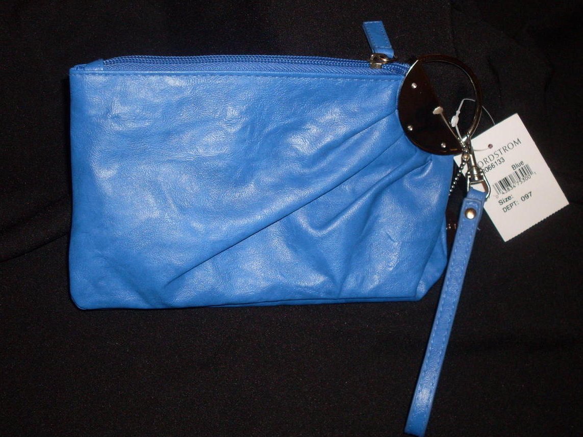 Clutch Bag Blue Lulu Rouched Leather Mini Handbag Purse Blue