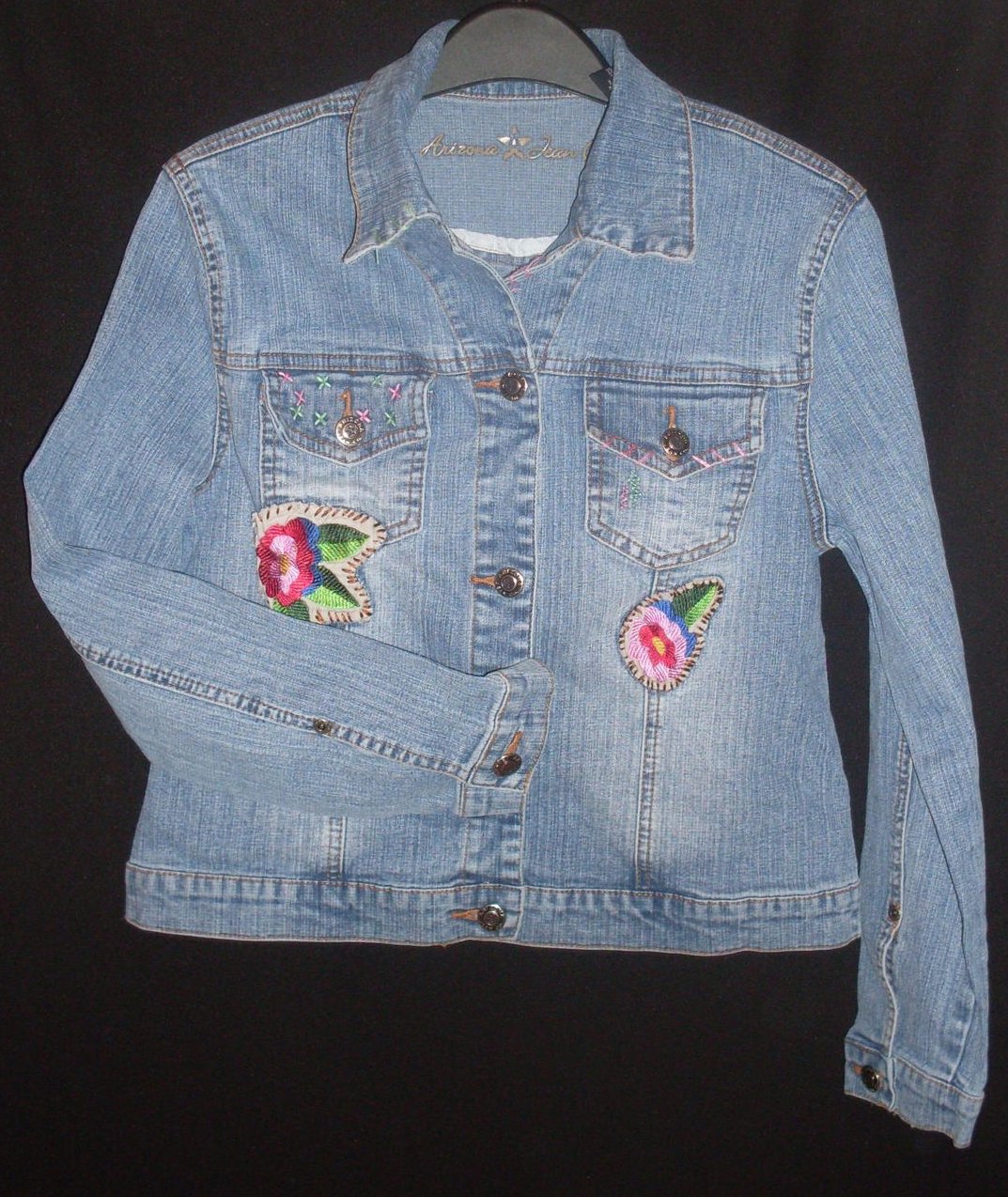 Girls Jean Jacket patches embroidered Large 14 Arizona 