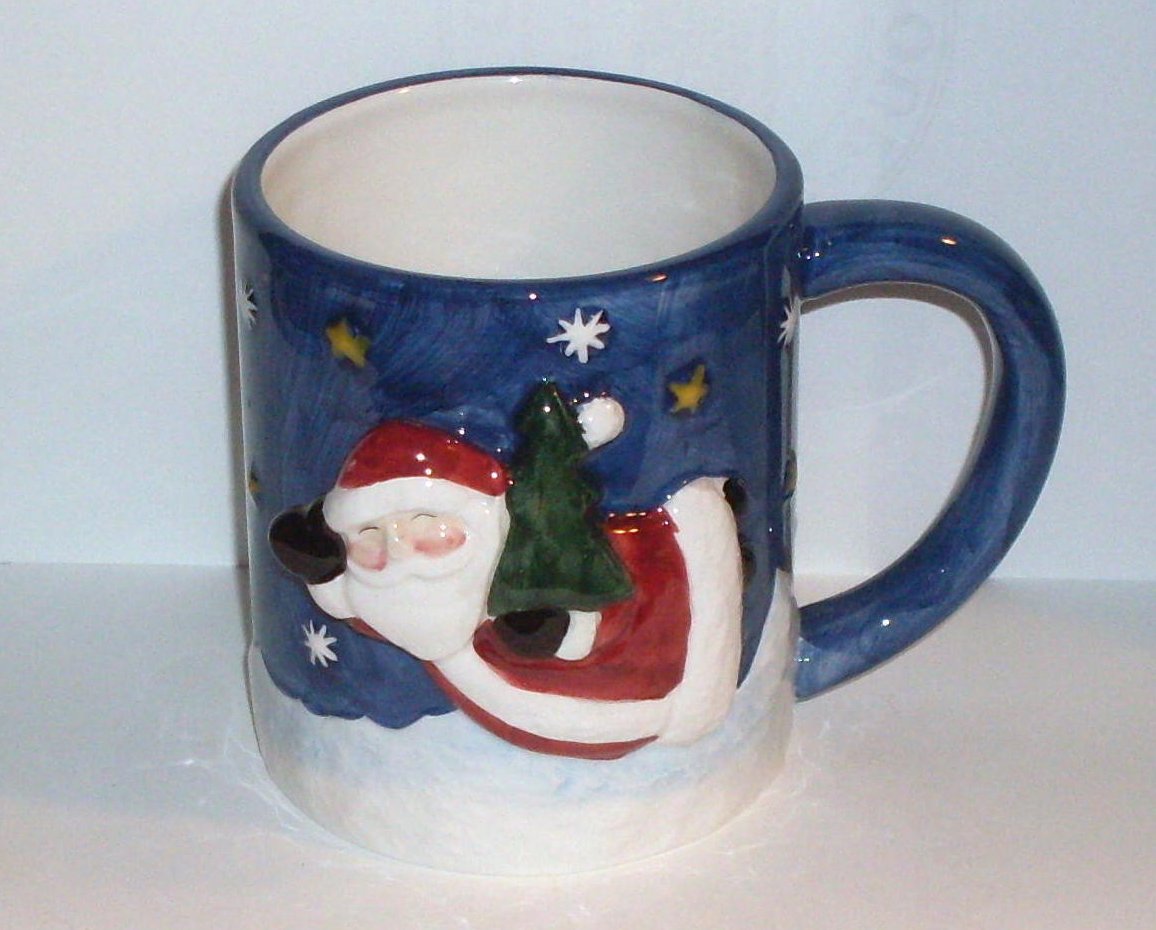 Make the Season Bright Santa Coffee Mug Cup Blue 