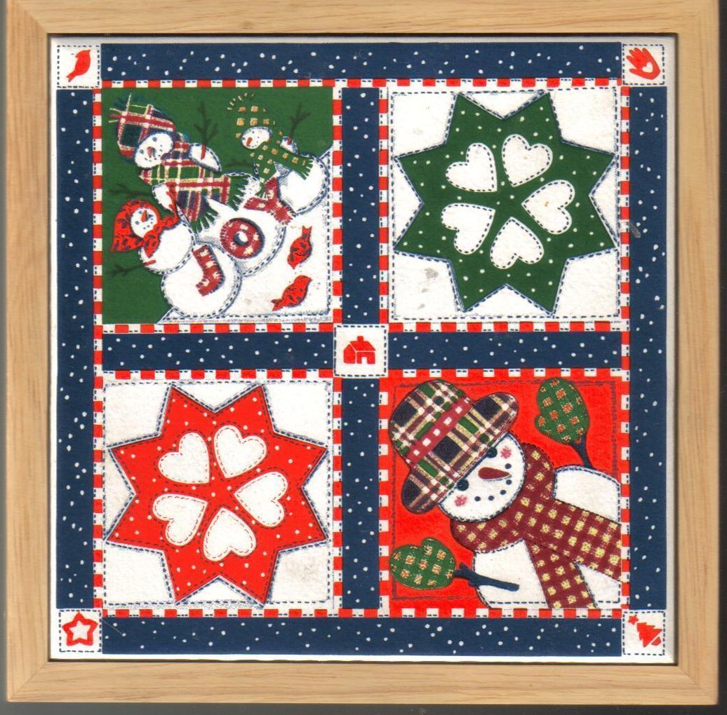 Holiday Ceramic Tile Trivet Snowman Quilt Pattern