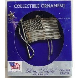 Gloria Duchin Genuine Pewter American Flag Ornament