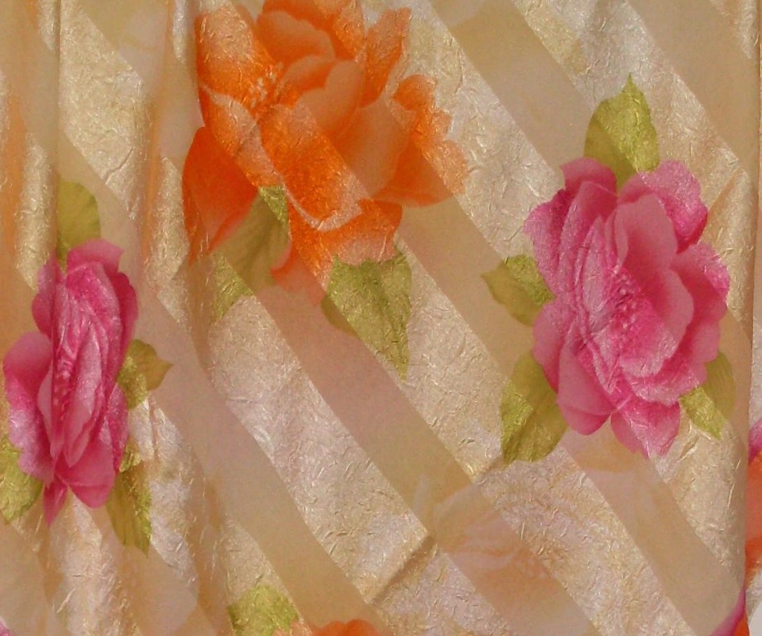 Eripek Turkish Floral Scarf Orange Yellow Pink Silk