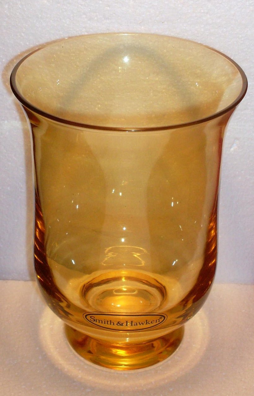 Hurricane Candle Holder Amber Large Flared Smith and Hawken OOS